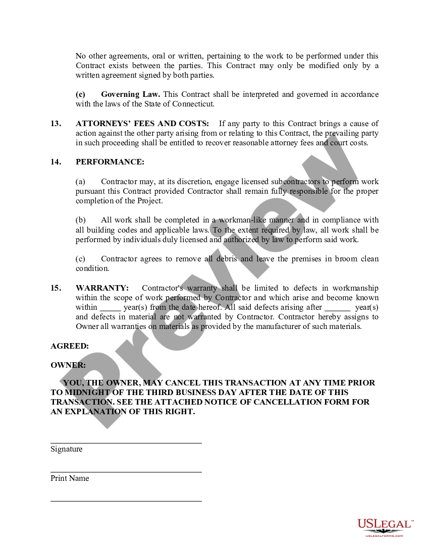 Connecticut Siding Contract for Contractor | US Legal Forms