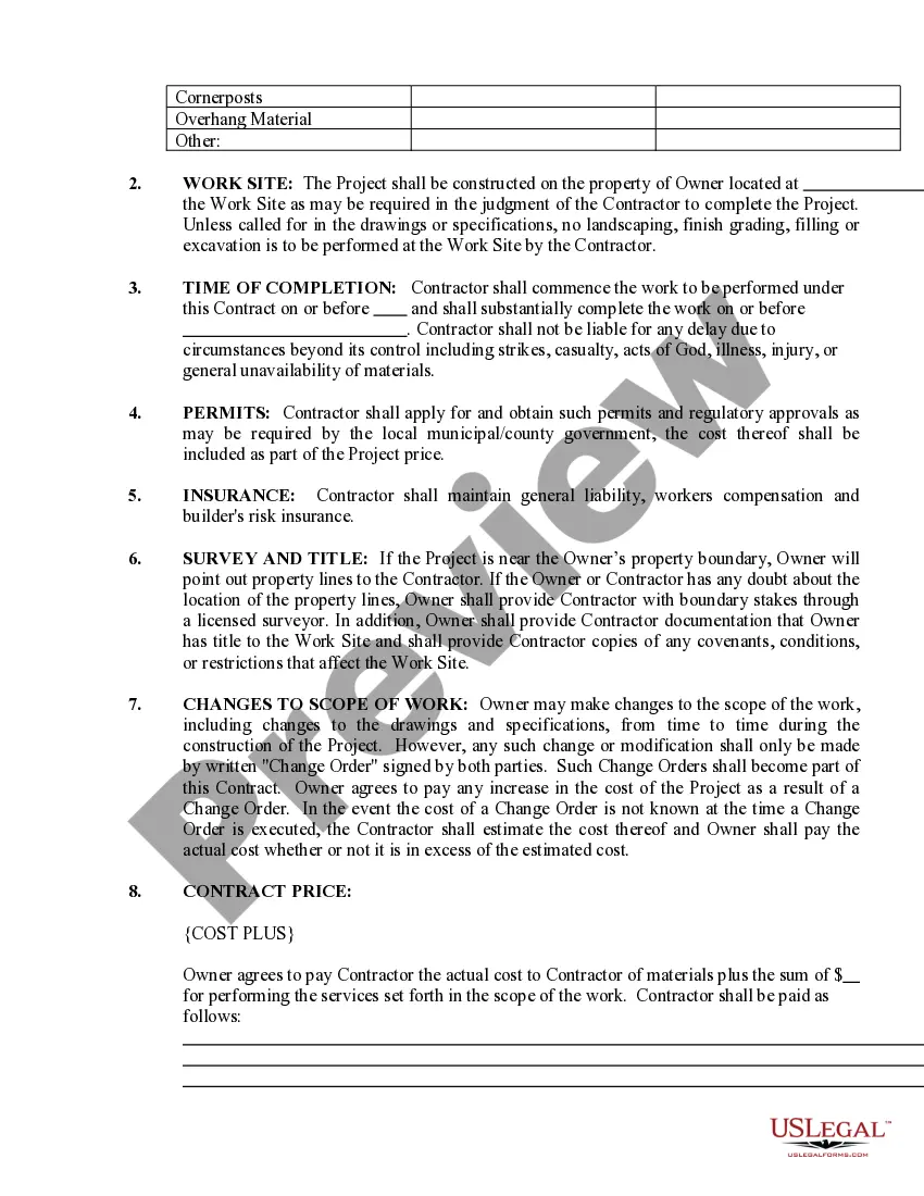 Preview Siding Contract for Contractor