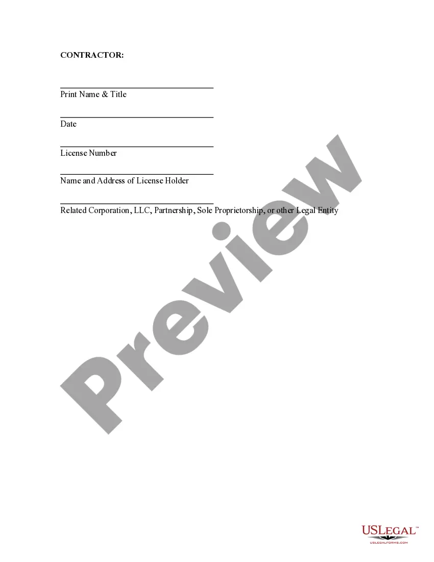 Preview Siding Contract for Contractor