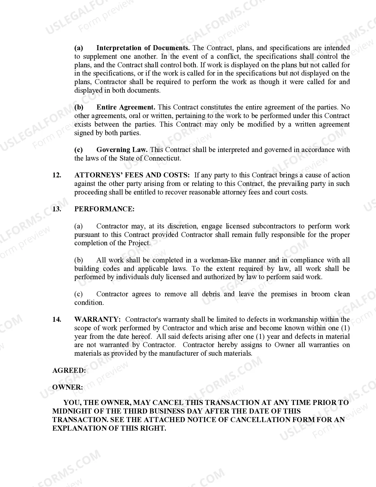 Preview Refrigeration Contract for Contractor