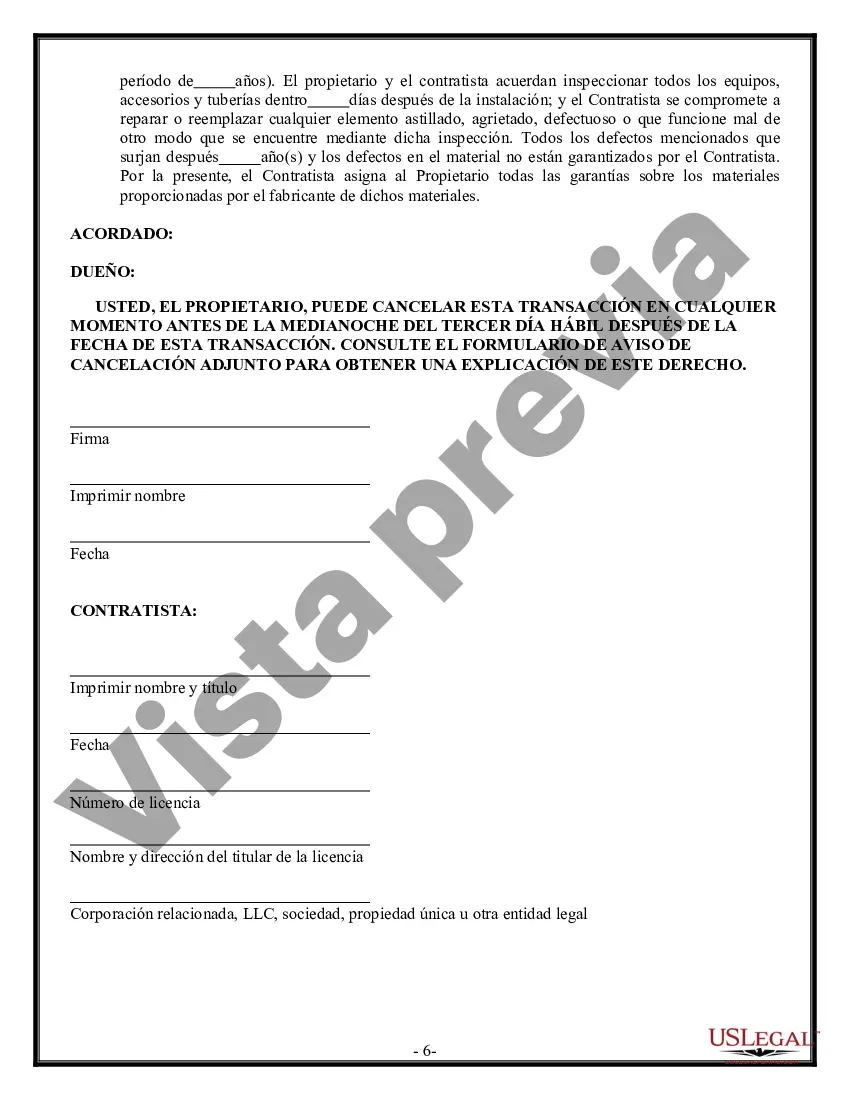 Preview Contrato de plomería para contratista