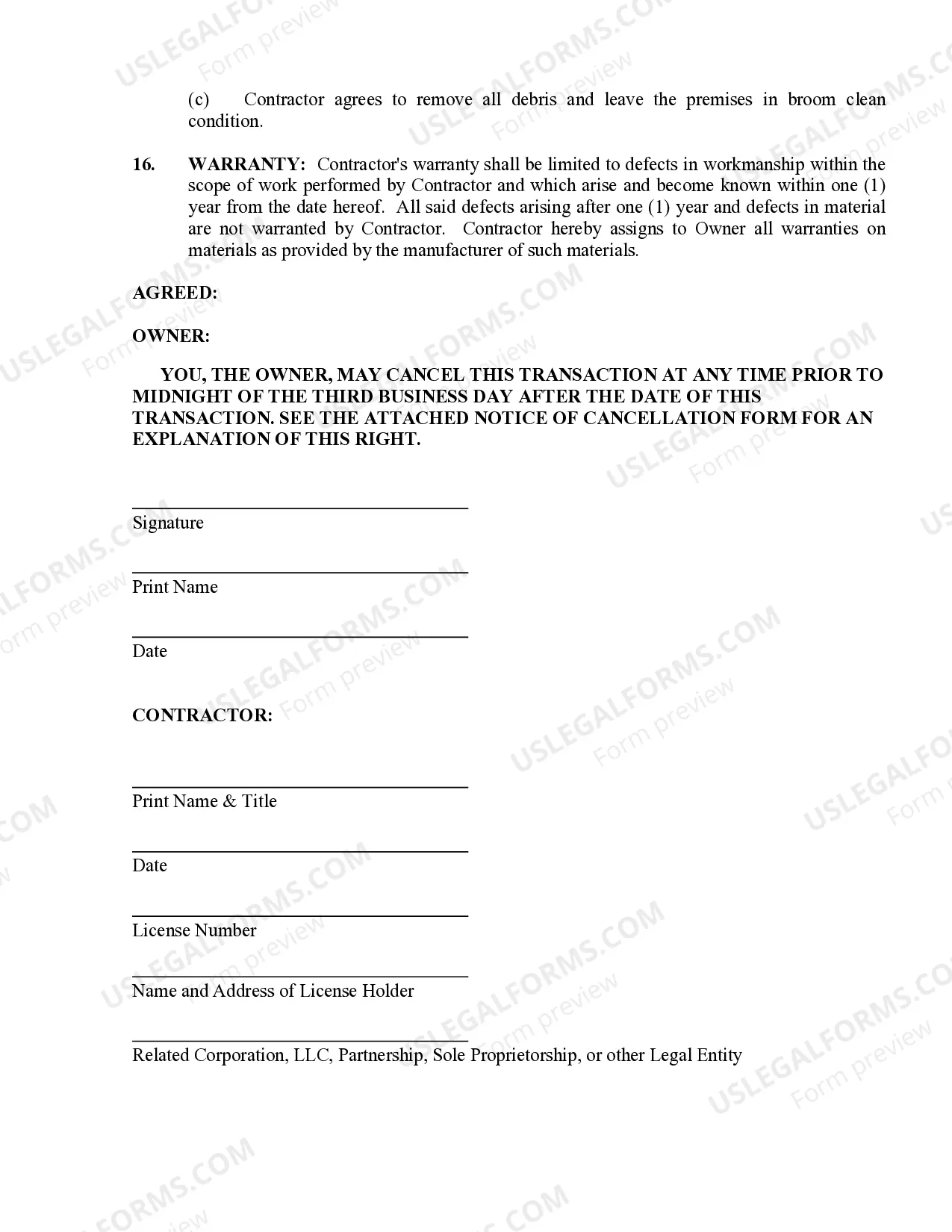 Preview Brick Mason Contract for Contractor