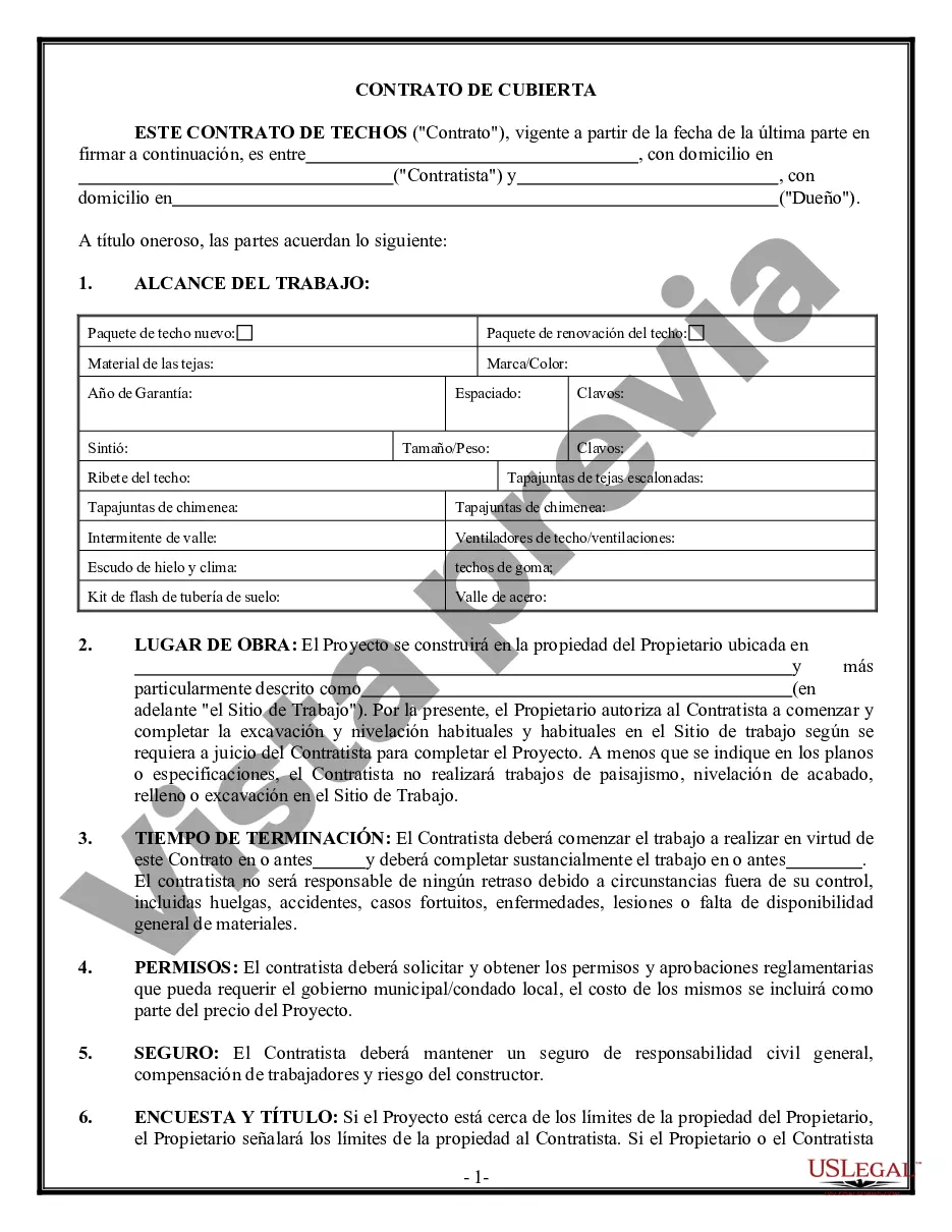 Connecticut Contrato de techado para contratista | US Legal Forms