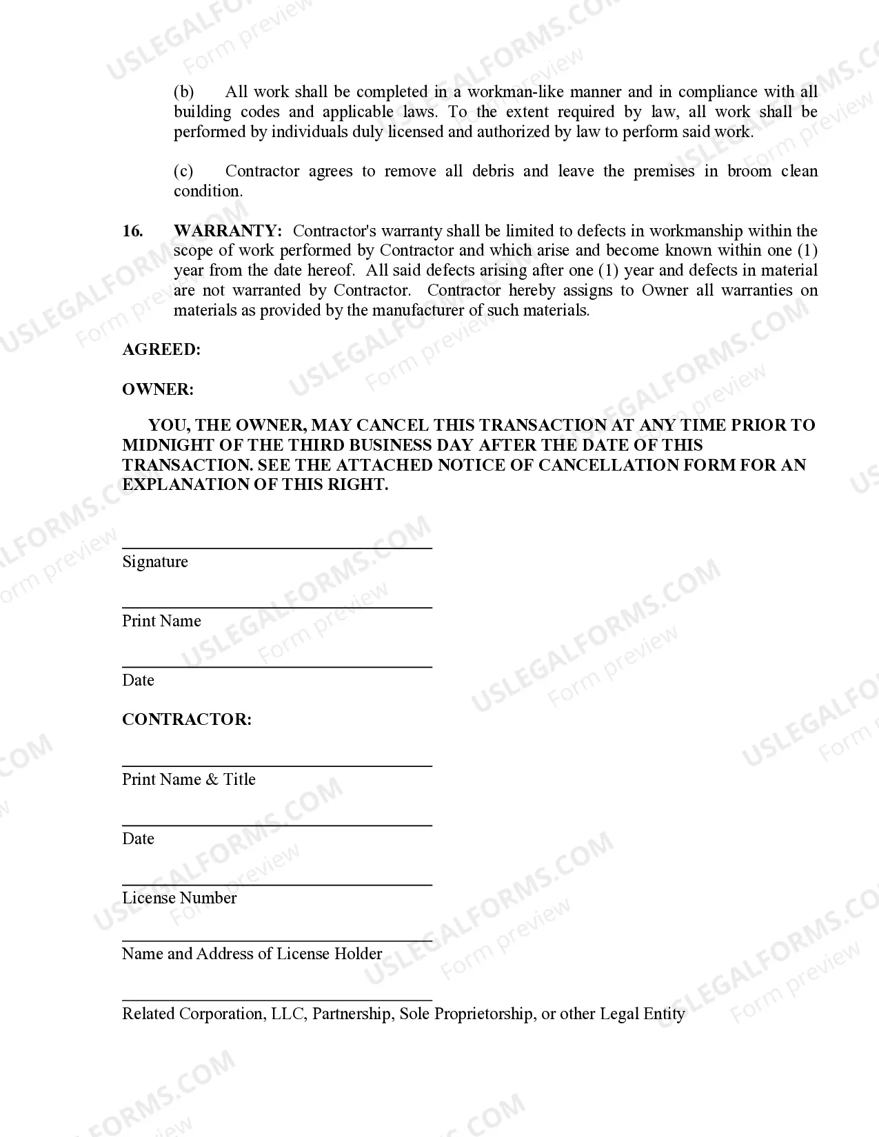 Preview Flooring Contract for Contractor