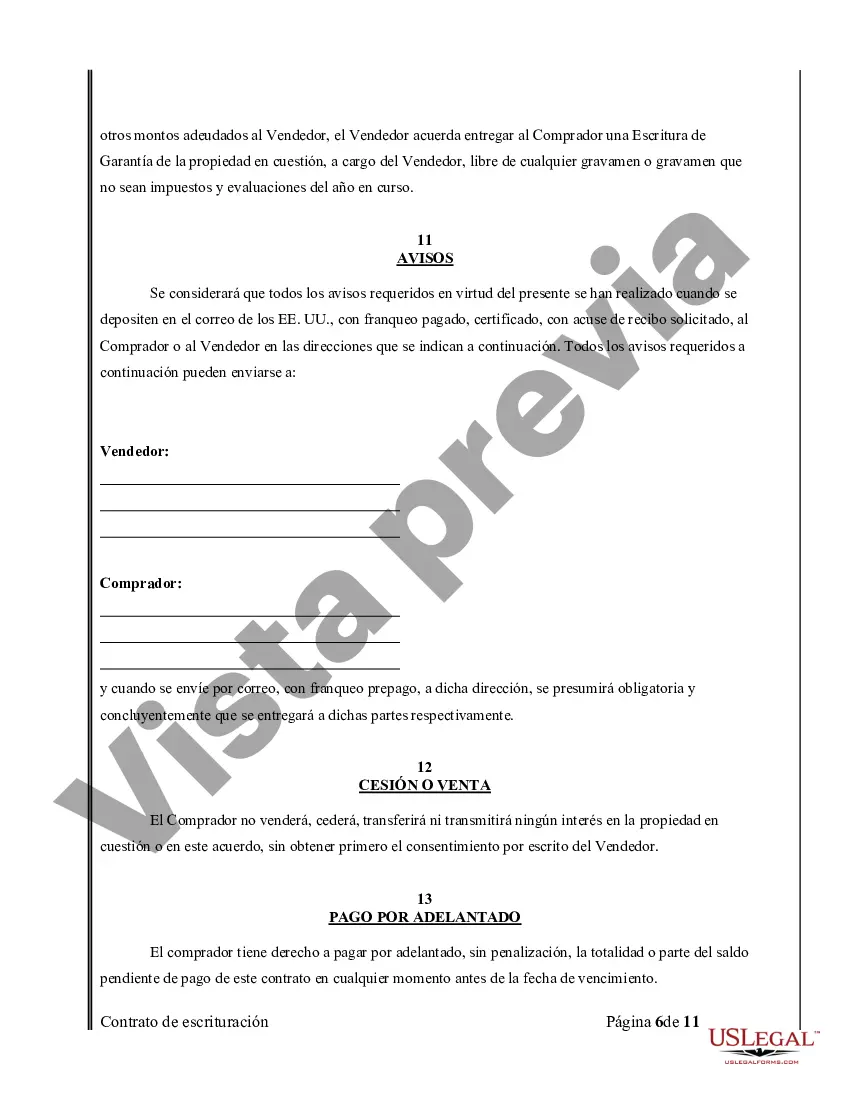 Preview Acuerdo o Contrato de Escritura de Venta y Compra de Bienes Raíces a/k/a Terreno o Contrato de Ejecución