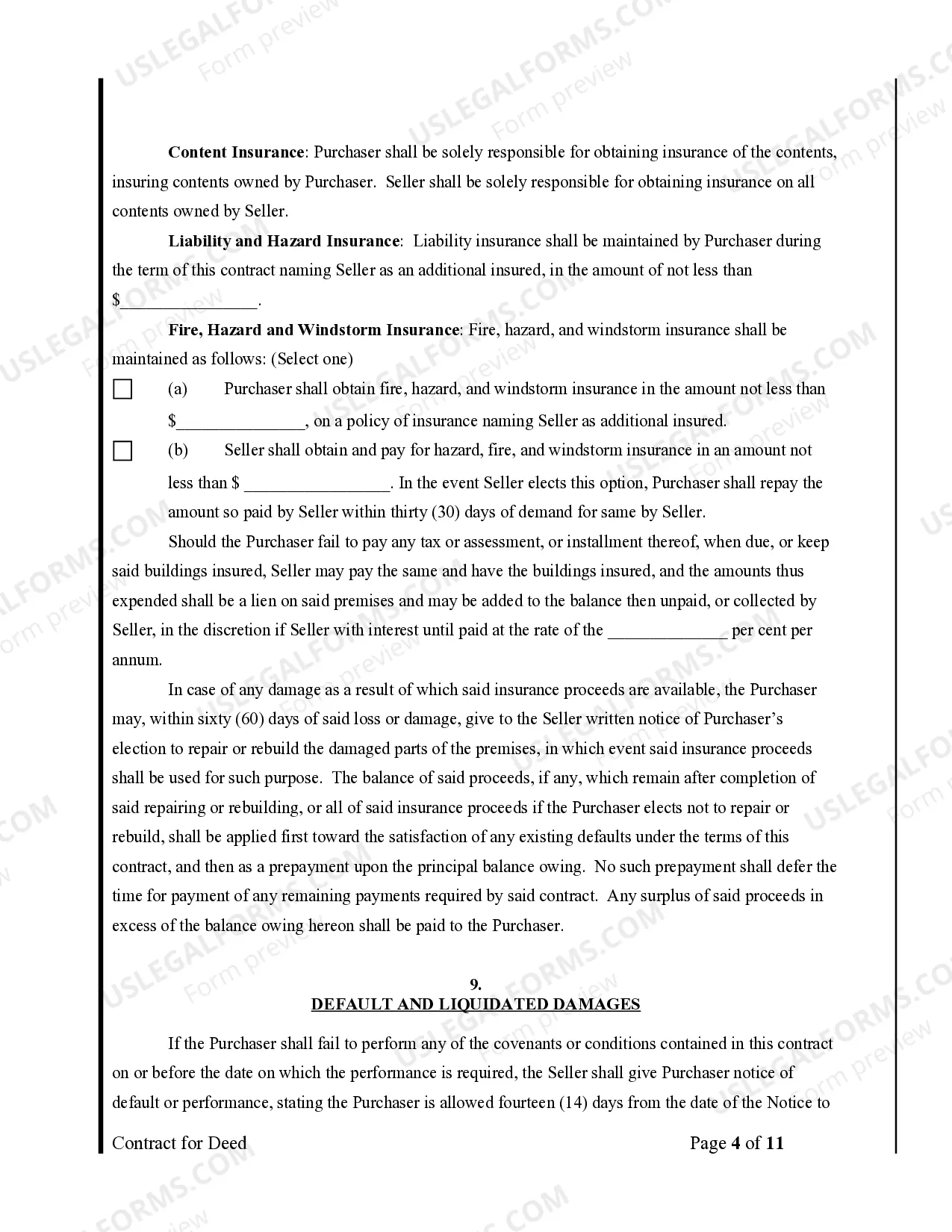 Preview Agreement or Contract for Deed for Sale and Purchase of Real Estate a/k/a Land or Executory Contract