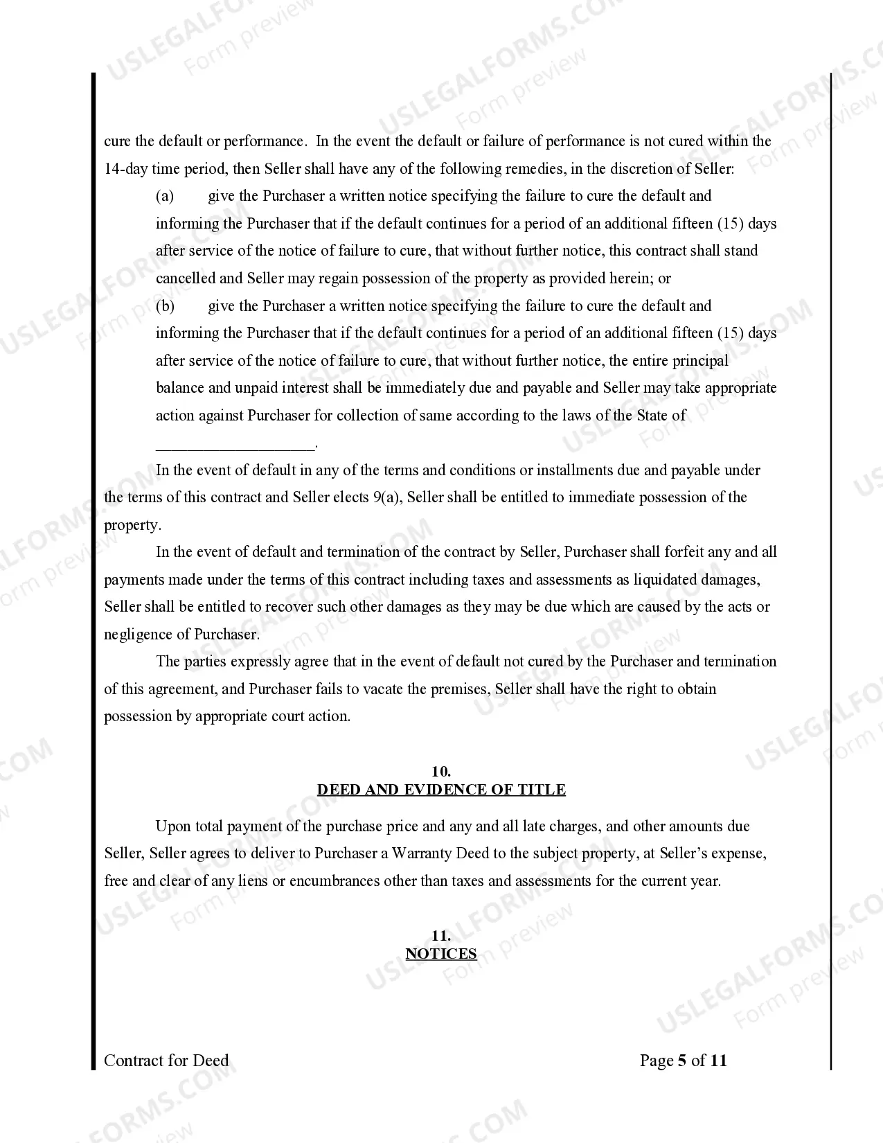 Preview Agreement or Contract for Deed for Sale and Purchase of Real Estate a/k/a Land or Executory Contract