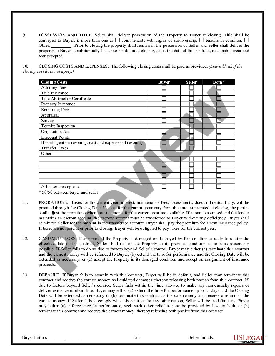 page 4 Contract for Sale and Purchase of Real Estate with No Broker for Residential Home Sale Agreement preview