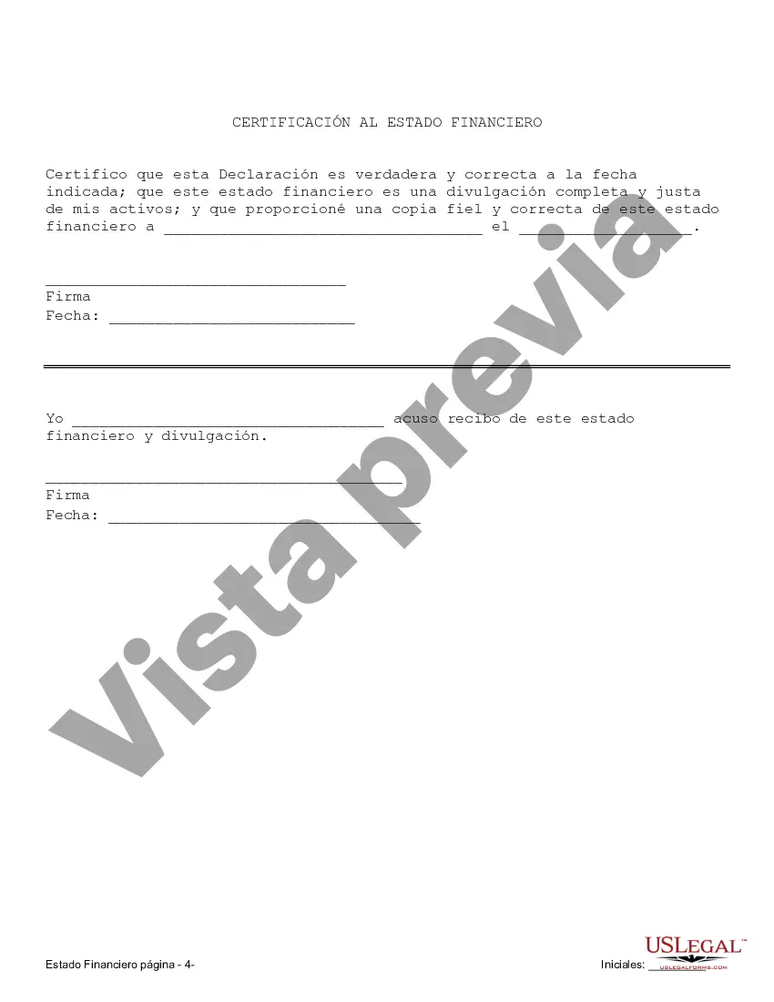 Preview Estados financieros solo en relación con el acuerdo prematrimonial prenupcial