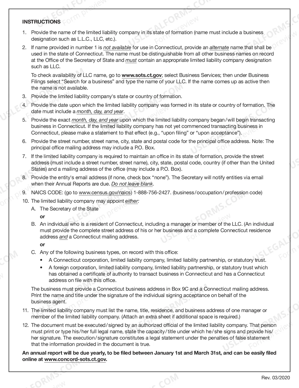 Preview Connecticut Registration of Foreign Corporation