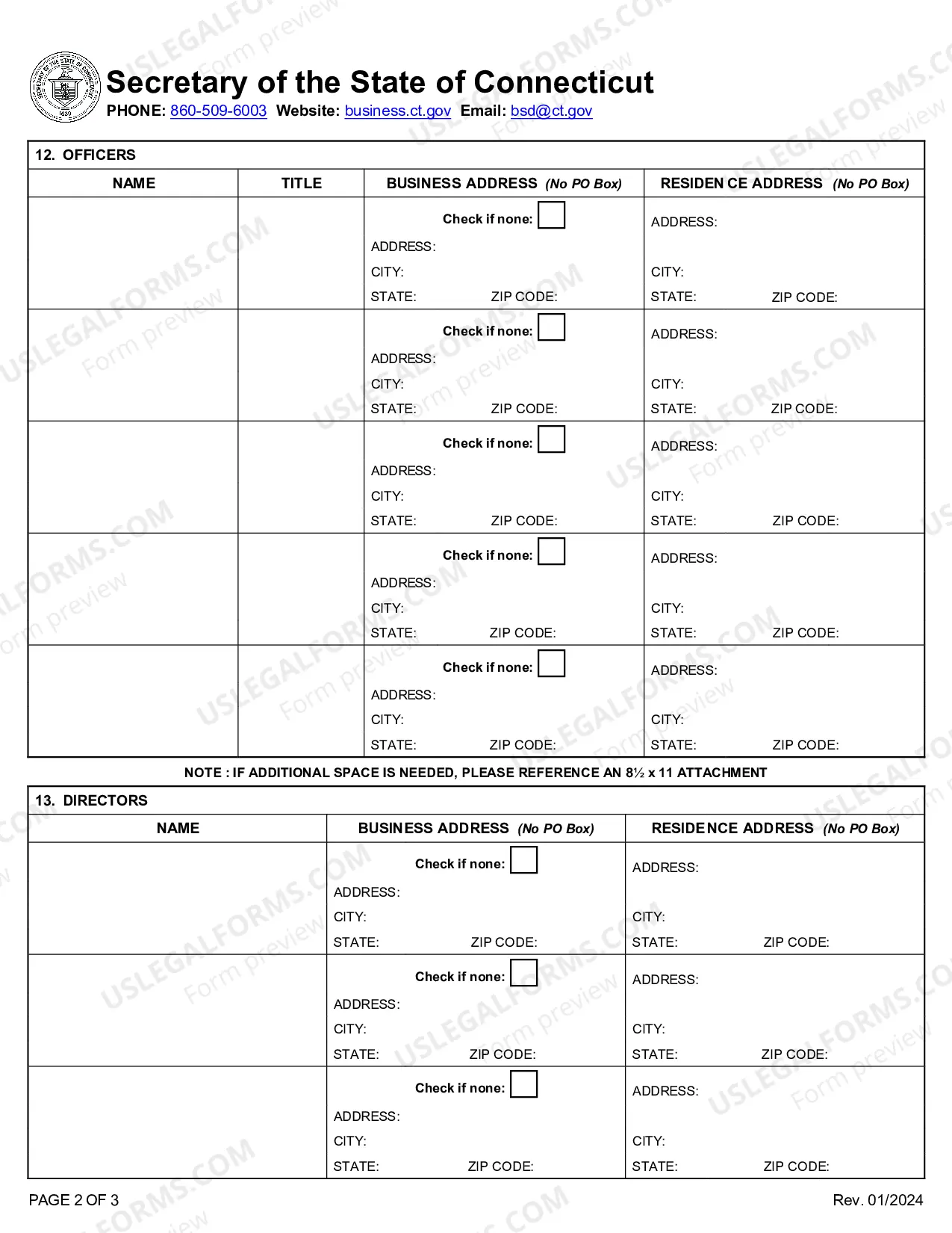 Preview Connecticut Registration of Foreign Corporation