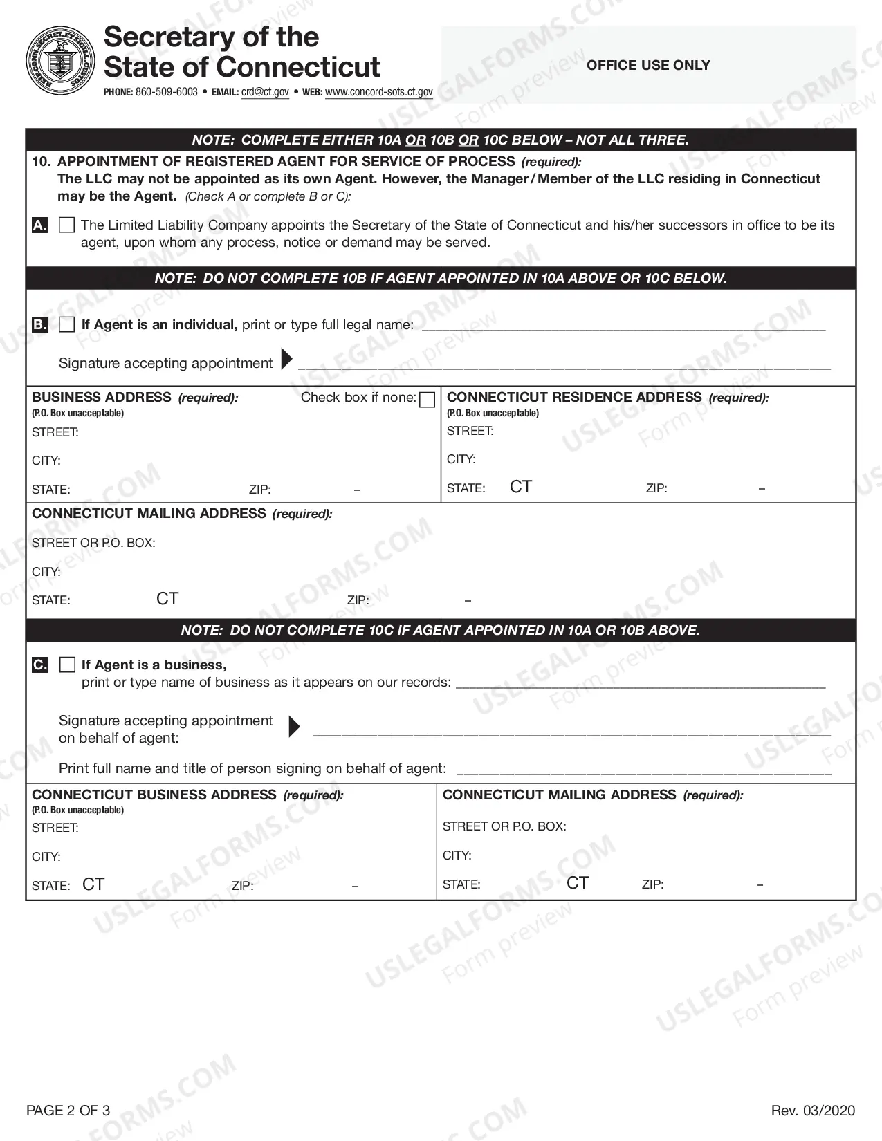 Preview Connecticut Registration of Foreign Corporation