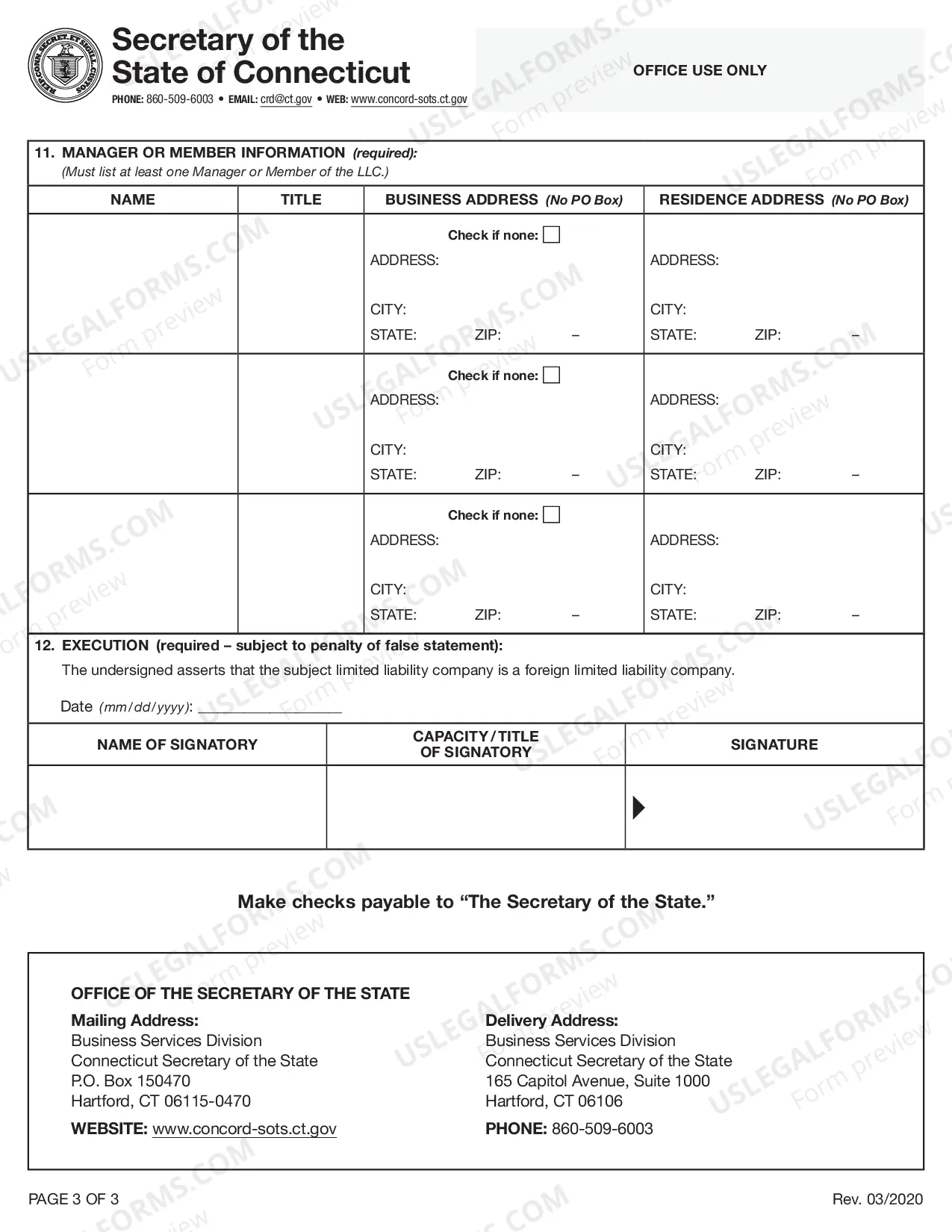 Preview Connecticut Registration of Foreign Corporation