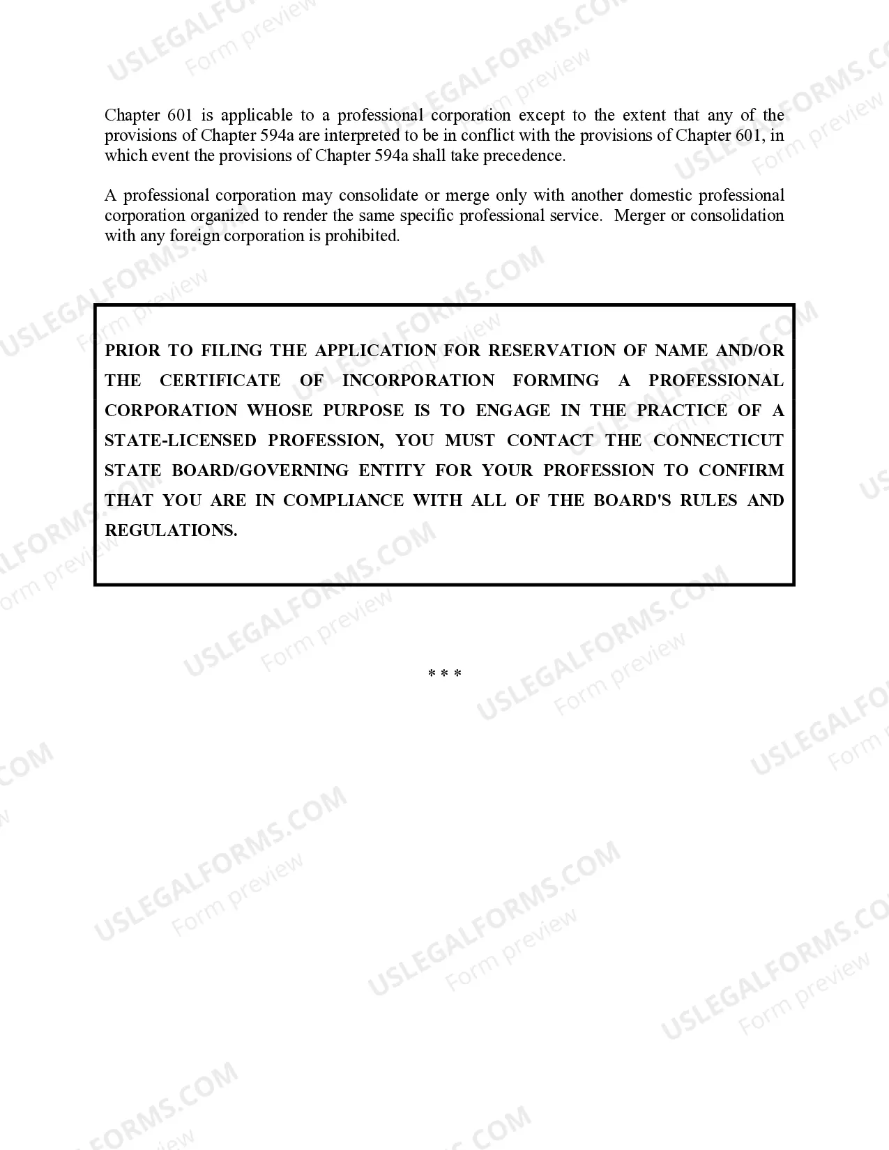 Preview Professional Corporation Package for Connecticut
