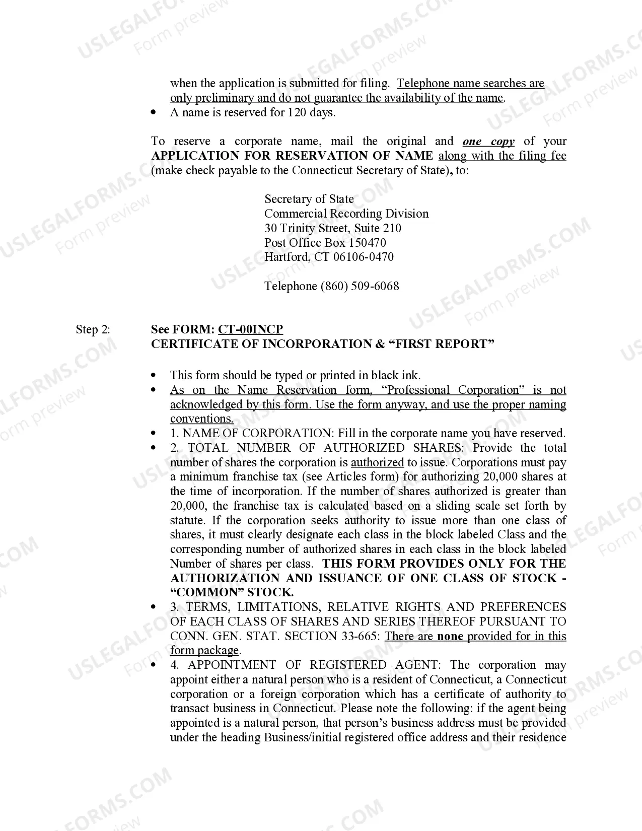 Preview Professional Corporation Package for Connecticut