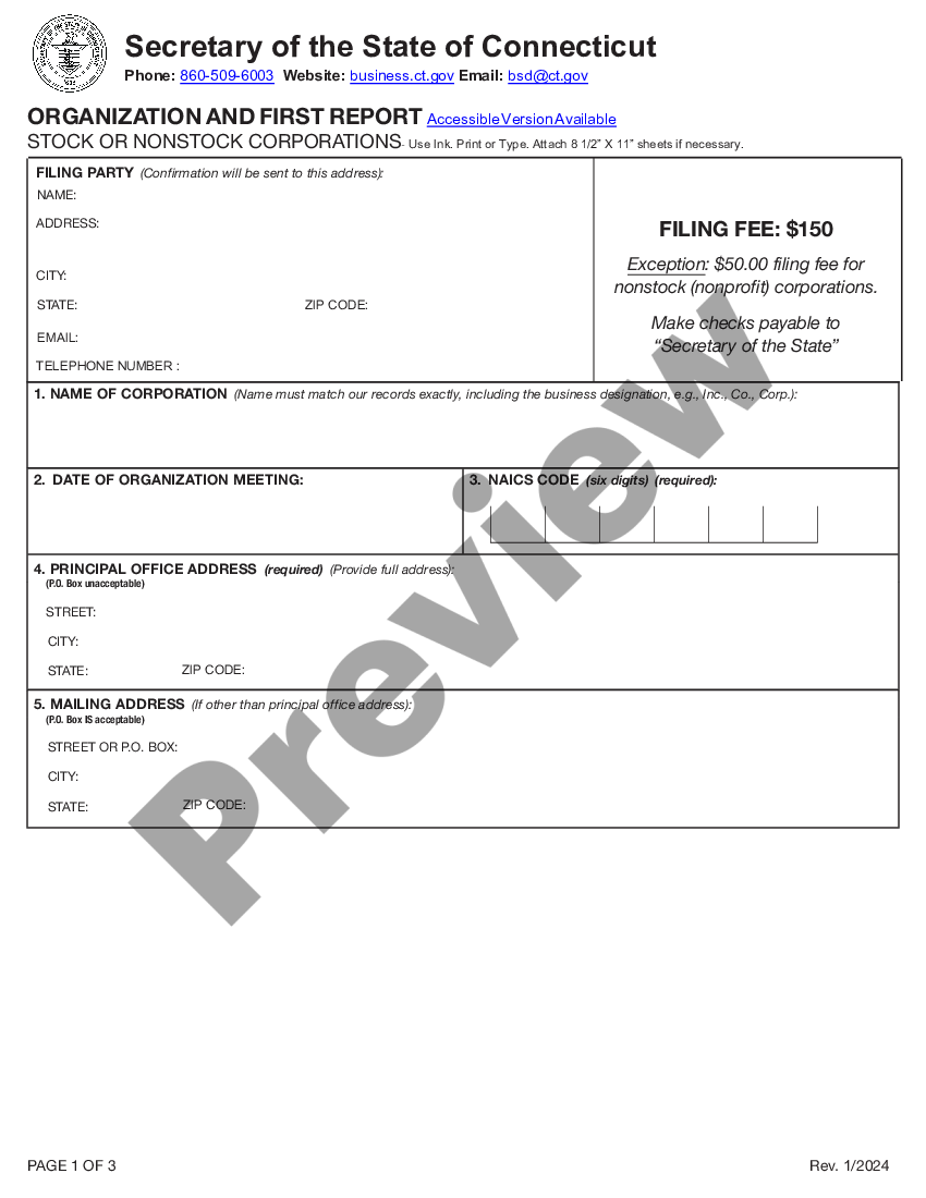 page 5 Connecticut Articles of Incorporation Certificate - Domestic For-Profit - Stock Corporation preview