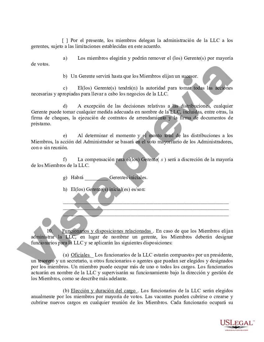 Preview Acuerdo Operativo de Sociedad de Responsabilidad Limitada LLC