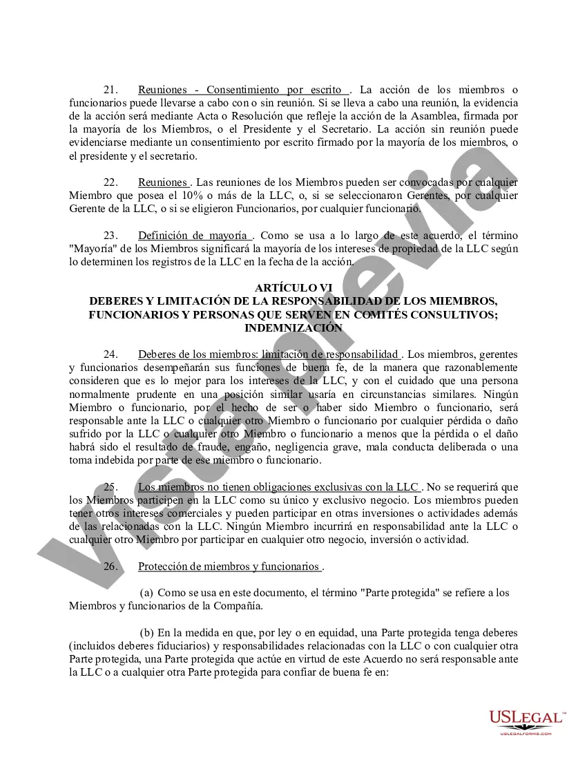 Preview Acuerdo Operativo de Sociedad de Responsabilidad Limitada LLC