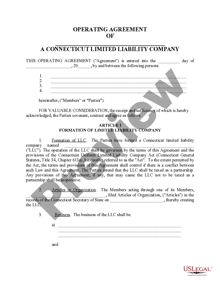 Preview Limited Liability Company LLC Operating Agreement