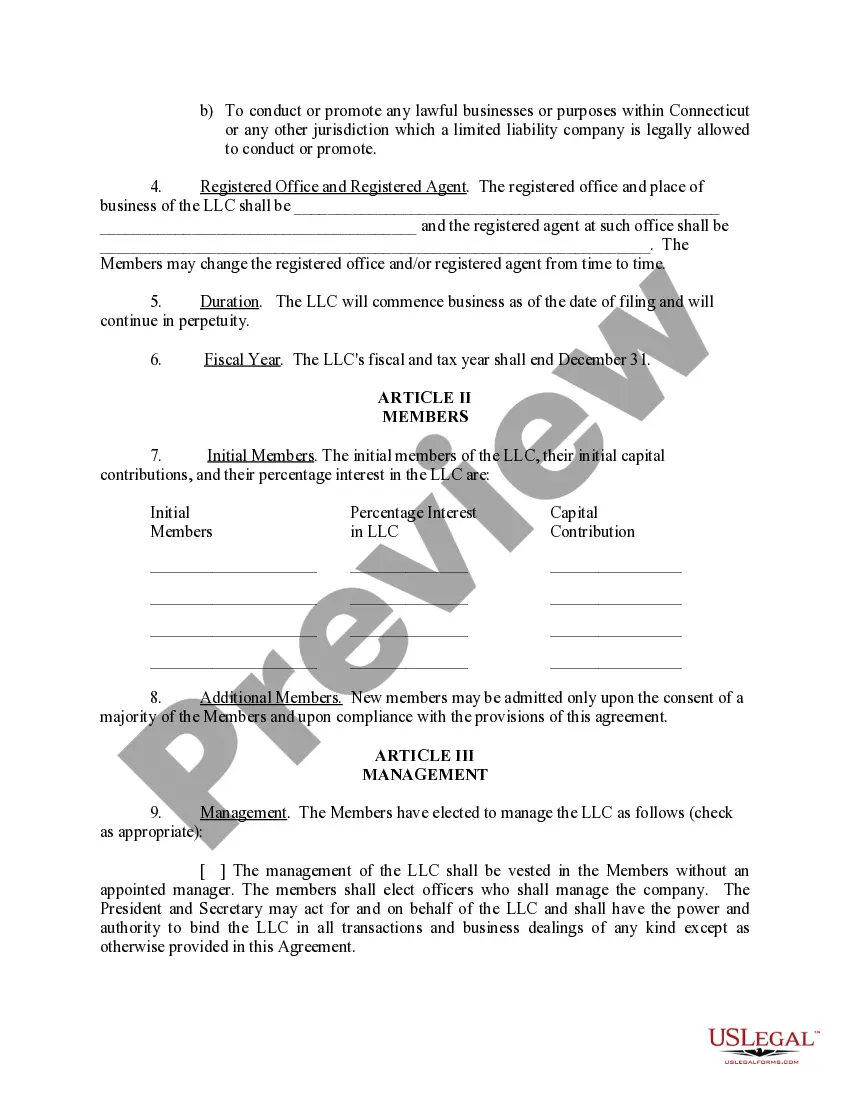 Preview Limited Liability Company LLC Operating Agreement