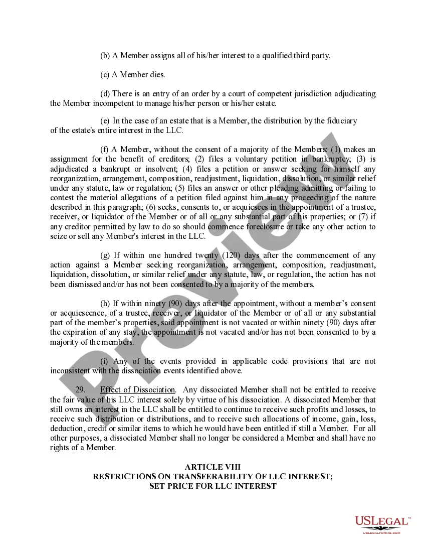Preview Limited Liability Company LLC Operating Agreement