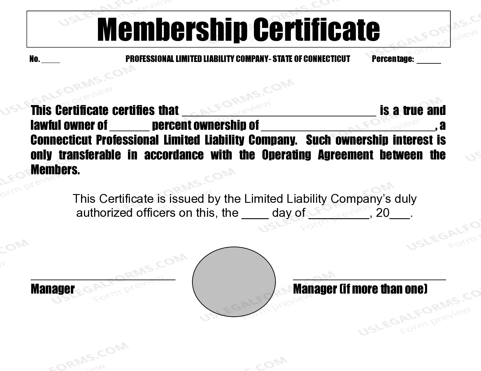 Preview Connecticut Professional Limited Liability Company PLLC Formation Package