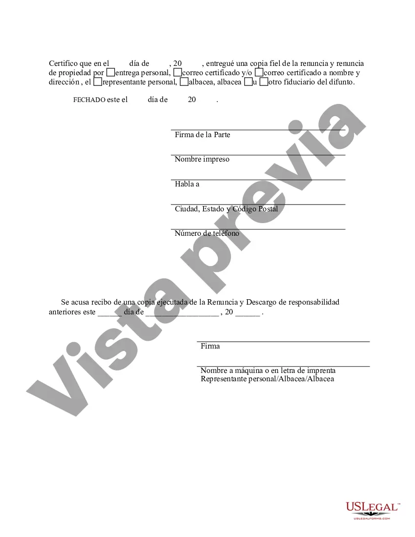 Preview Connecticut Renuncia y descargo de responsabilidad de la propiedad del testamento por testamento
