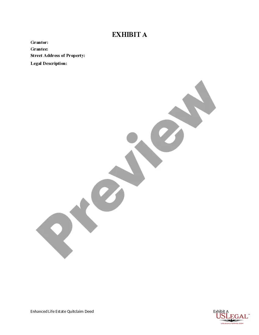 Preview Enhanced Life Estate or Lady Bird Quitclaim Deed - Individual to Individual