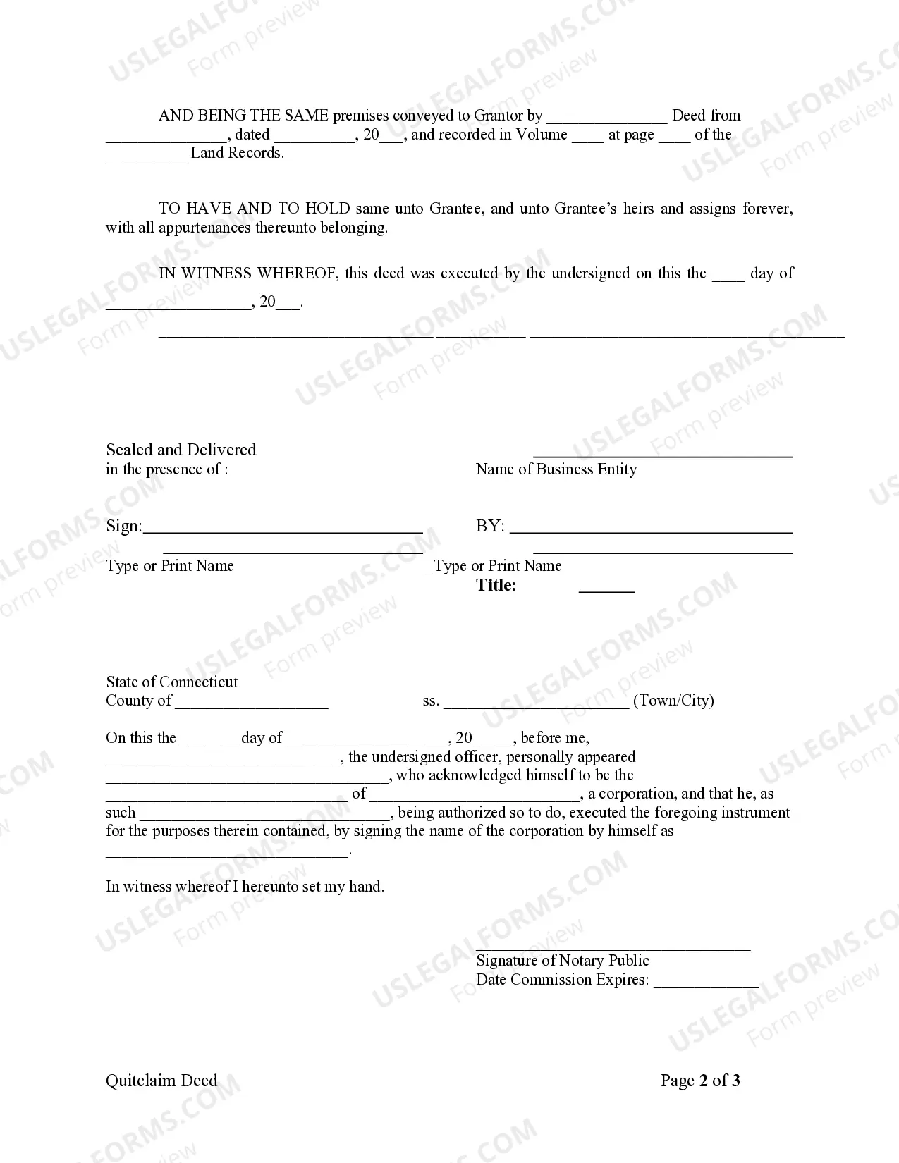 Preview Quitclaim Deed from Corporation to LLC