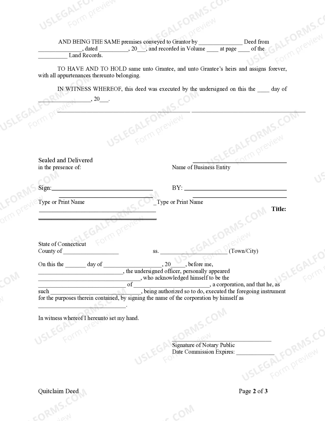 Preview Quitclaim Deed from Corporation to Corporation