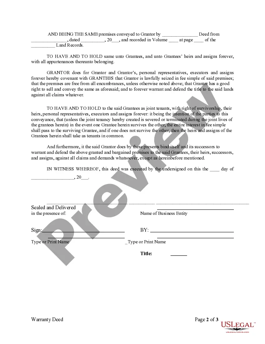 Preview Warranty Deed from Corporation to Two Individuals