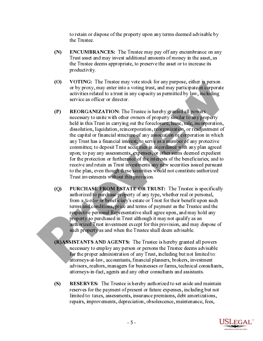 Preview Revocable Living Trust Agreement with Sum Certain to Spouse in Trust, Part of Remainder to Two of Children and Final Remainder to Education Trust