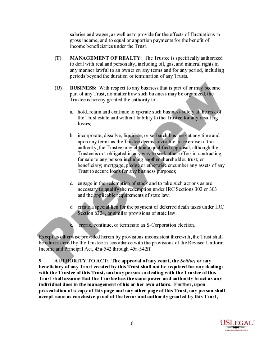 Preview Revocable Living Trust Agreement with Sum Certain to Spouse in Trust, Part of Remainder to Two of Children and Final Remainder to Education Trust