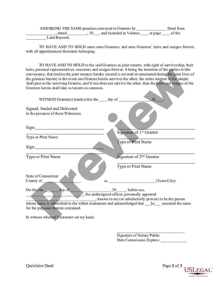 Connecticut Quitclaim Deed From Husband And Wife To Husband And Wife Us Legal Forms 4858