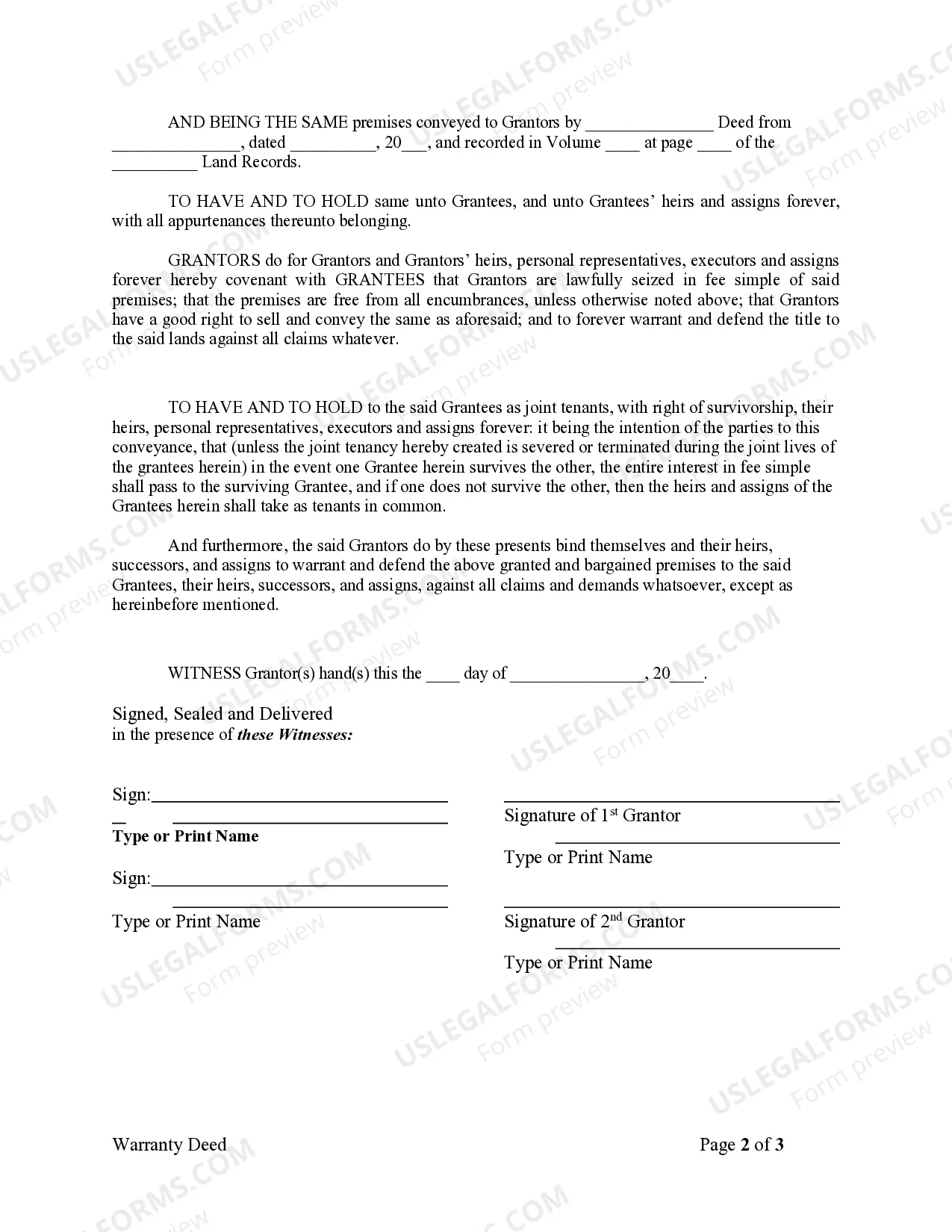 Preview Warranty Deed from Husband and Wife to Husband and Wife