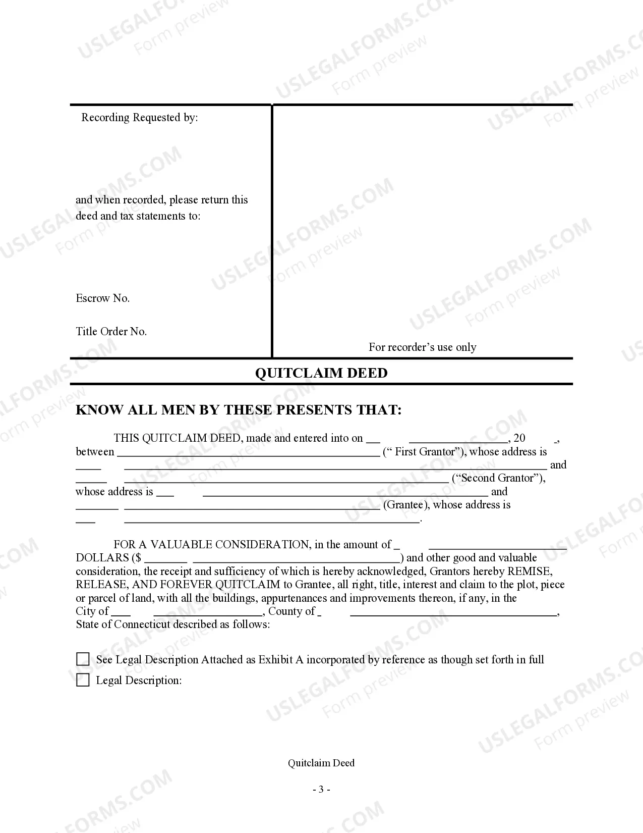 Preview Quitclaim Deed - Two Individuals to One Individual