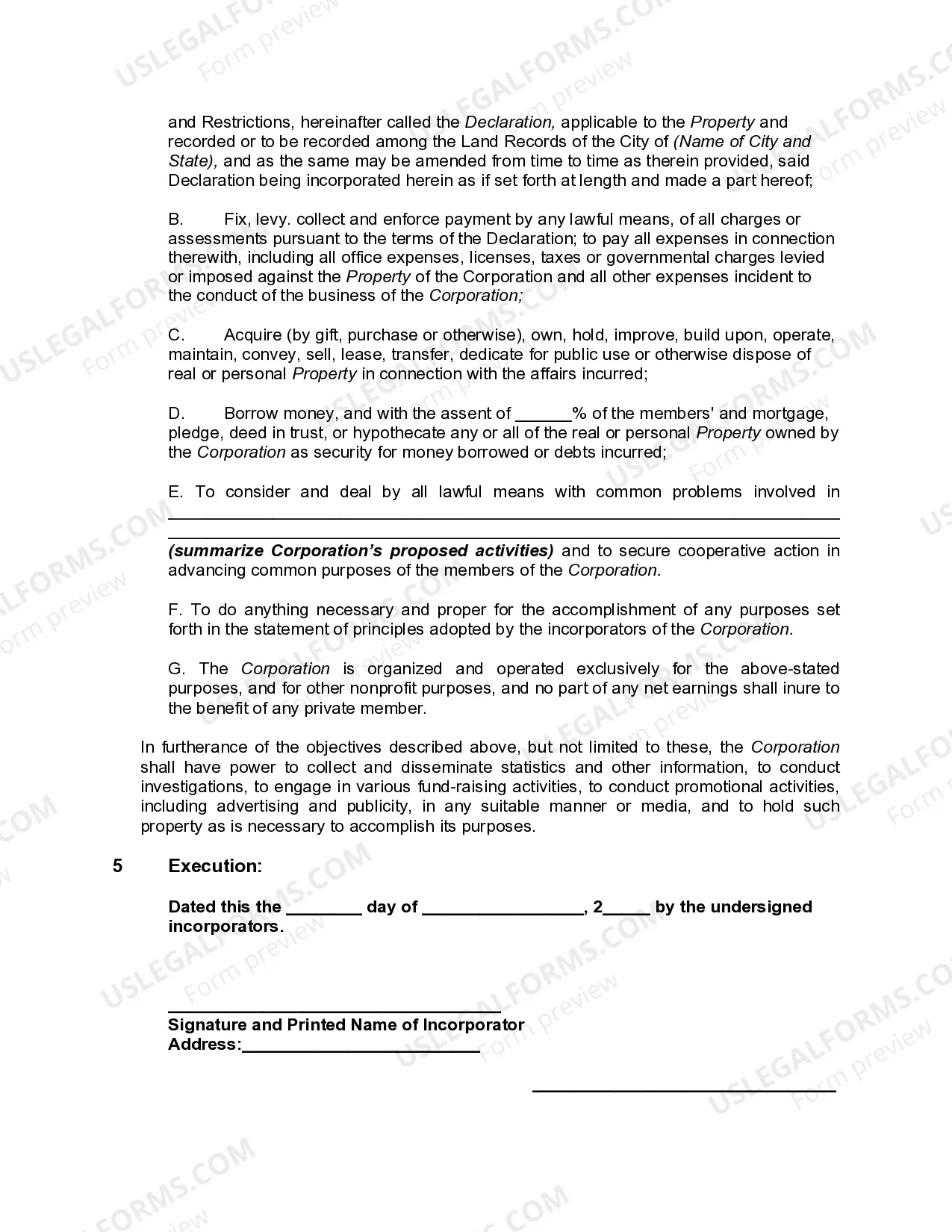 Preview Certificate of Incorporation Nonstock Connecticut Corporation