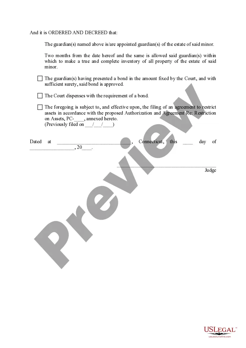 Preview Decree for Appointing Guardian of Estate