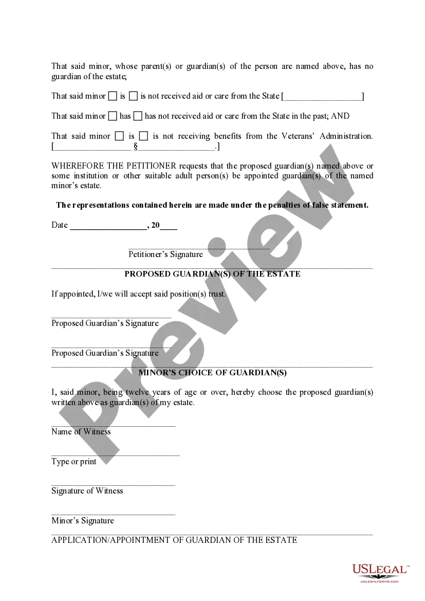 Preview Application for Appointment of Guardian of the Estate