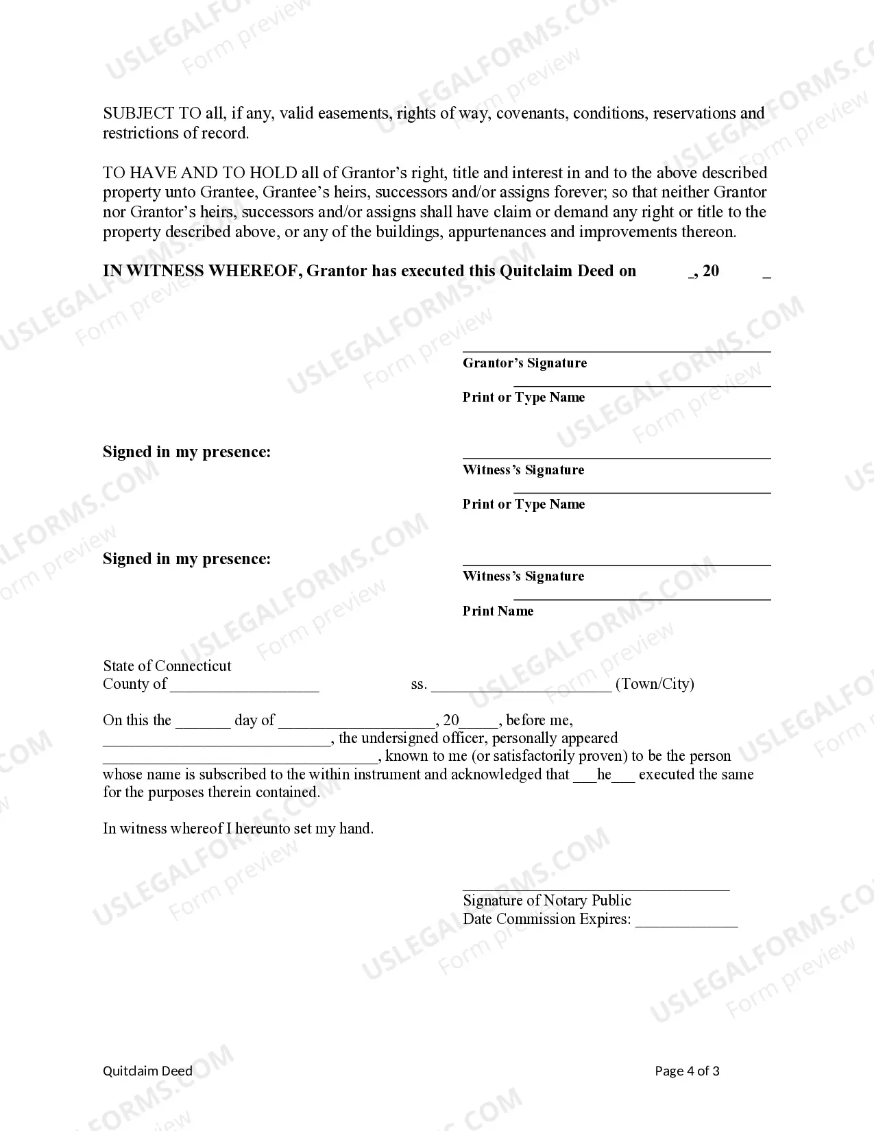 Preview Quitclaim Deed from Individual to Individual