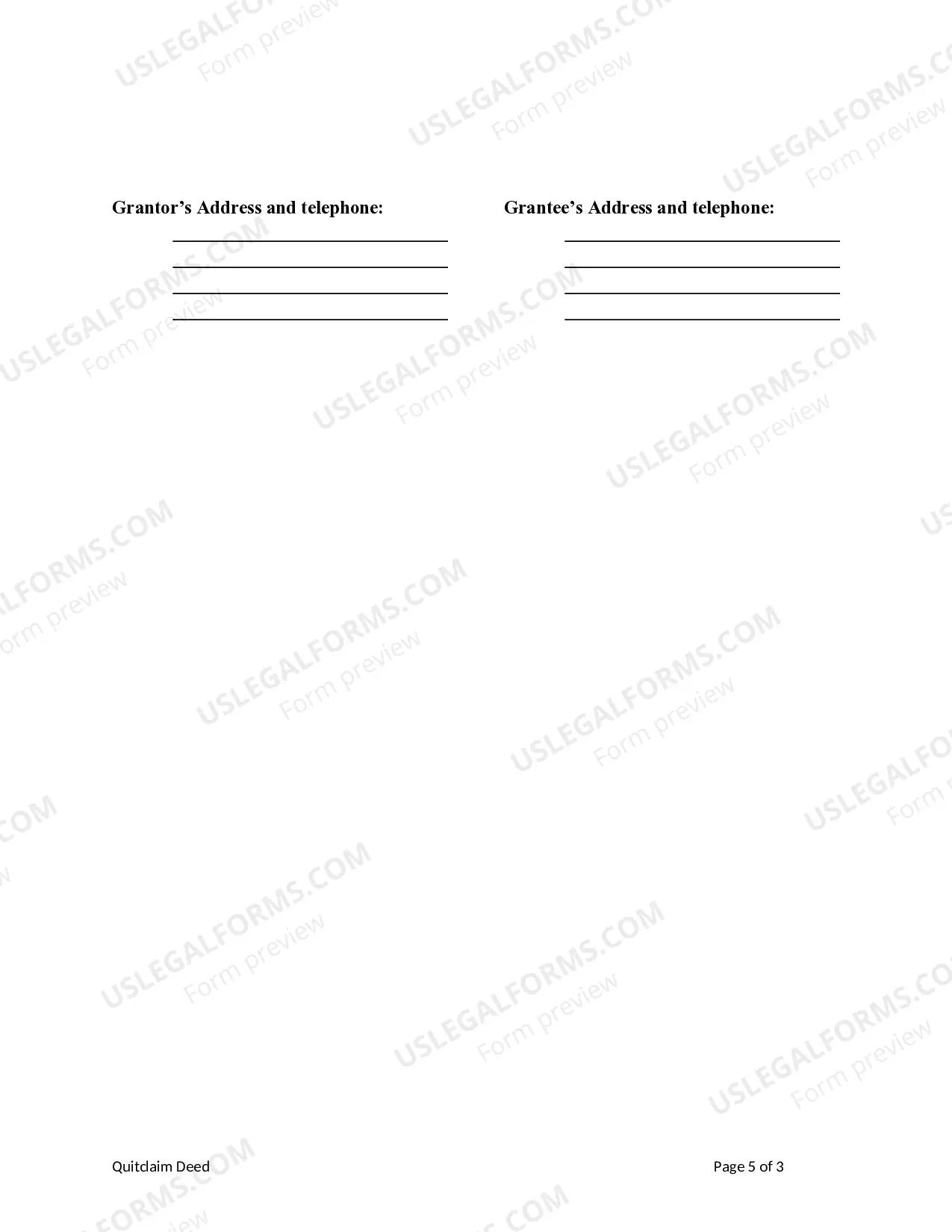 Preview Quitclaim Deed from Individual to Individual