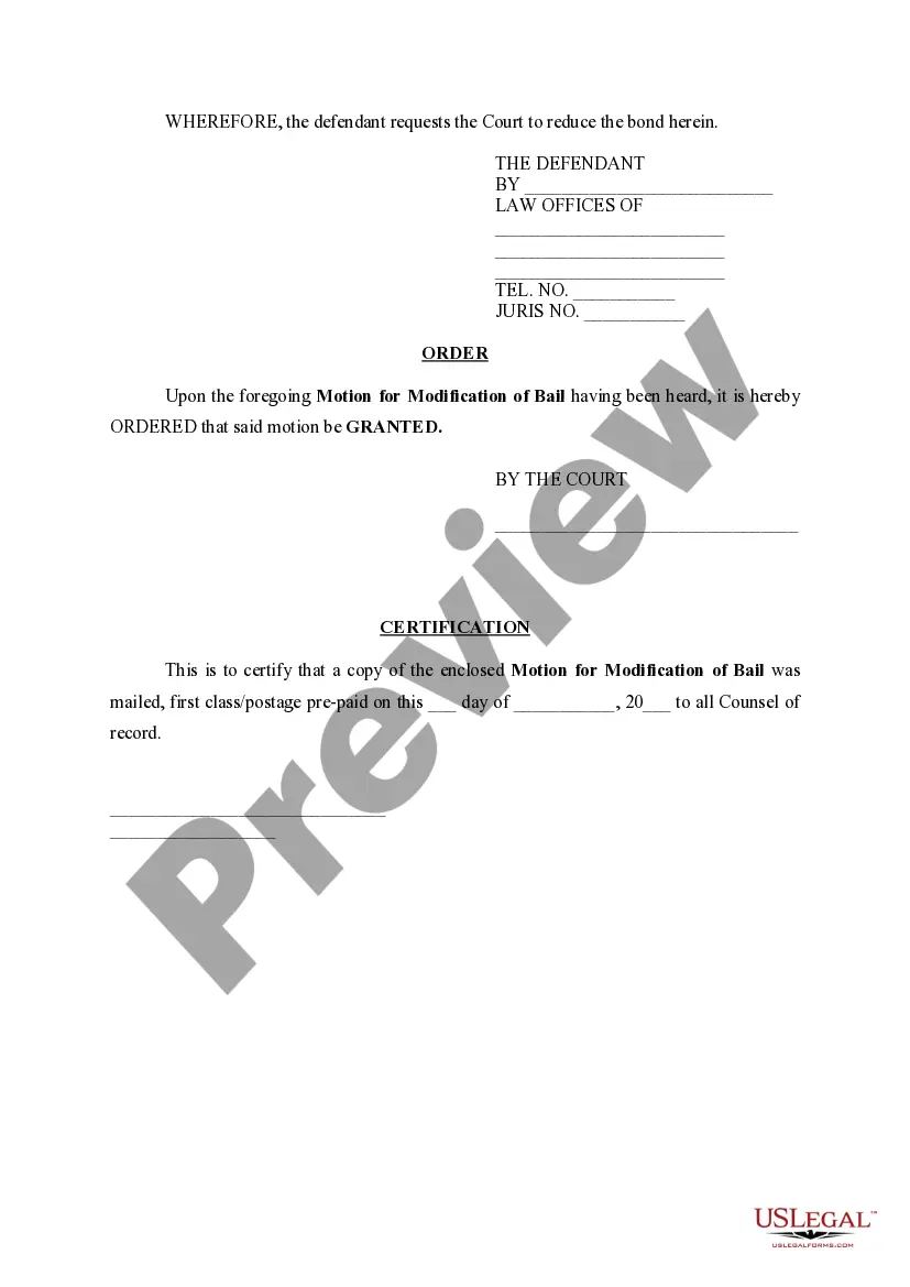 Preview Motion for Modification of Bail