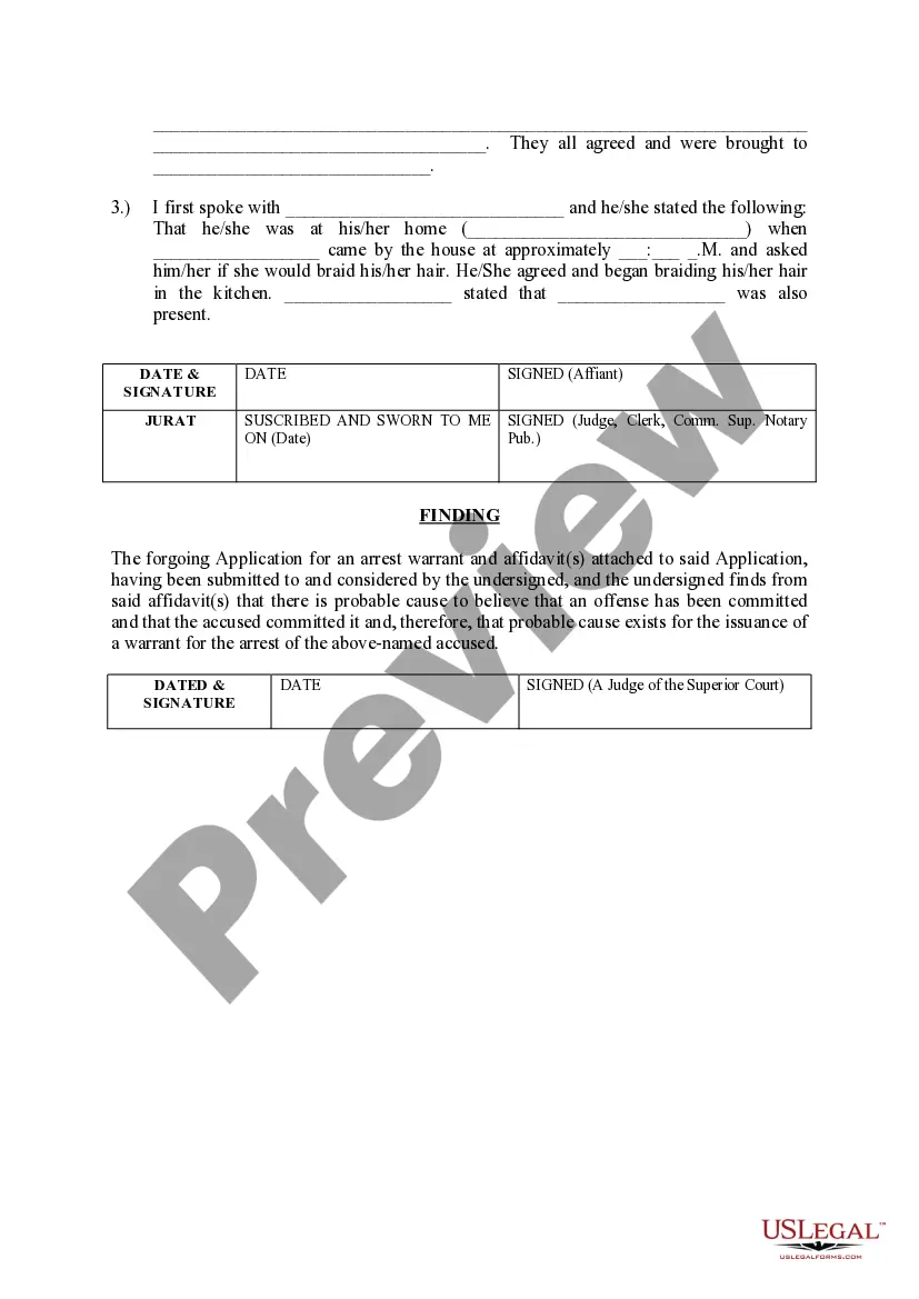 Get Application for Arrest Warrant Preview Application for Arrest Warrant