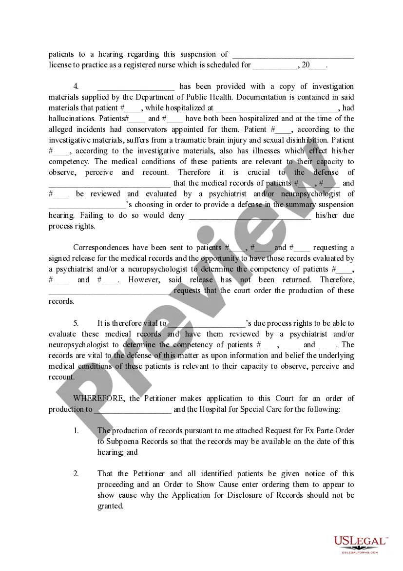 Get Petitioner's Motion/Application to Disclose Confidential Records Pursuant to Qualified Protective Order to Permit Subsequent Testimony and for an Order to Show Cause Preview Petitioner's Motion/Application to Disclose Confidential Records Pursuant to Qualified Protective Order to Permit Subsequent Testimony and for an Order to Show Cause