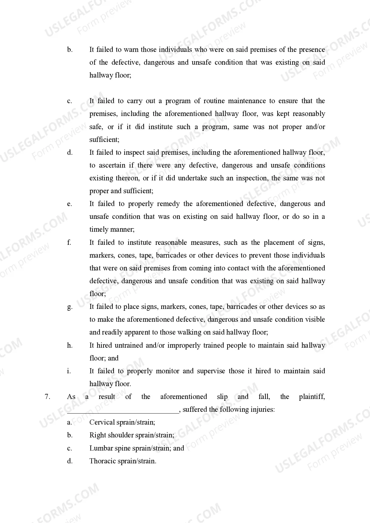 Preview Complaint (Slip and Fall)