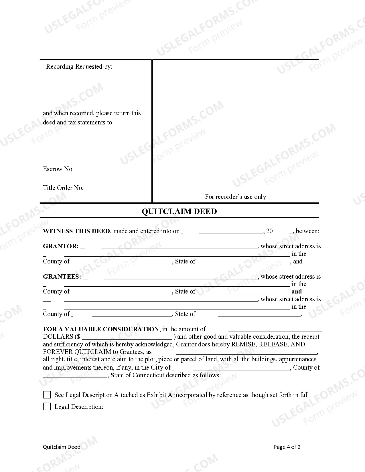 Preview Quitclaim Deed - Individual to Two Individuals