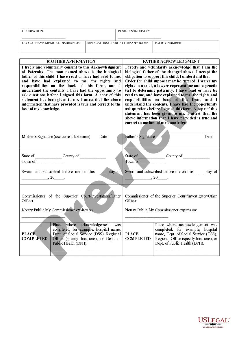 Get Acknowledgment of Paternity Preview Acknowledgment of Paternity