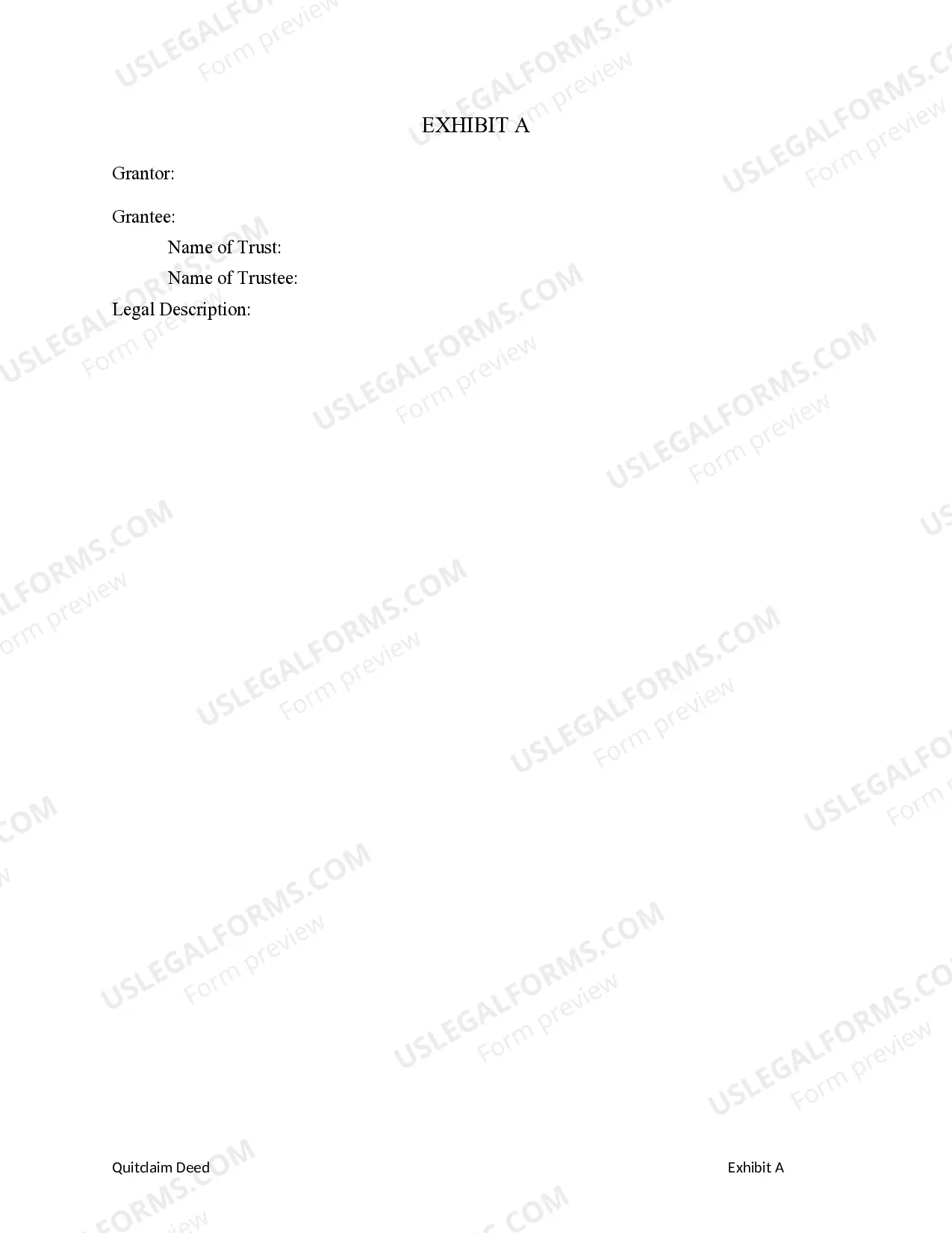 Preview Quitclaim Deed from an Individual to a Trust