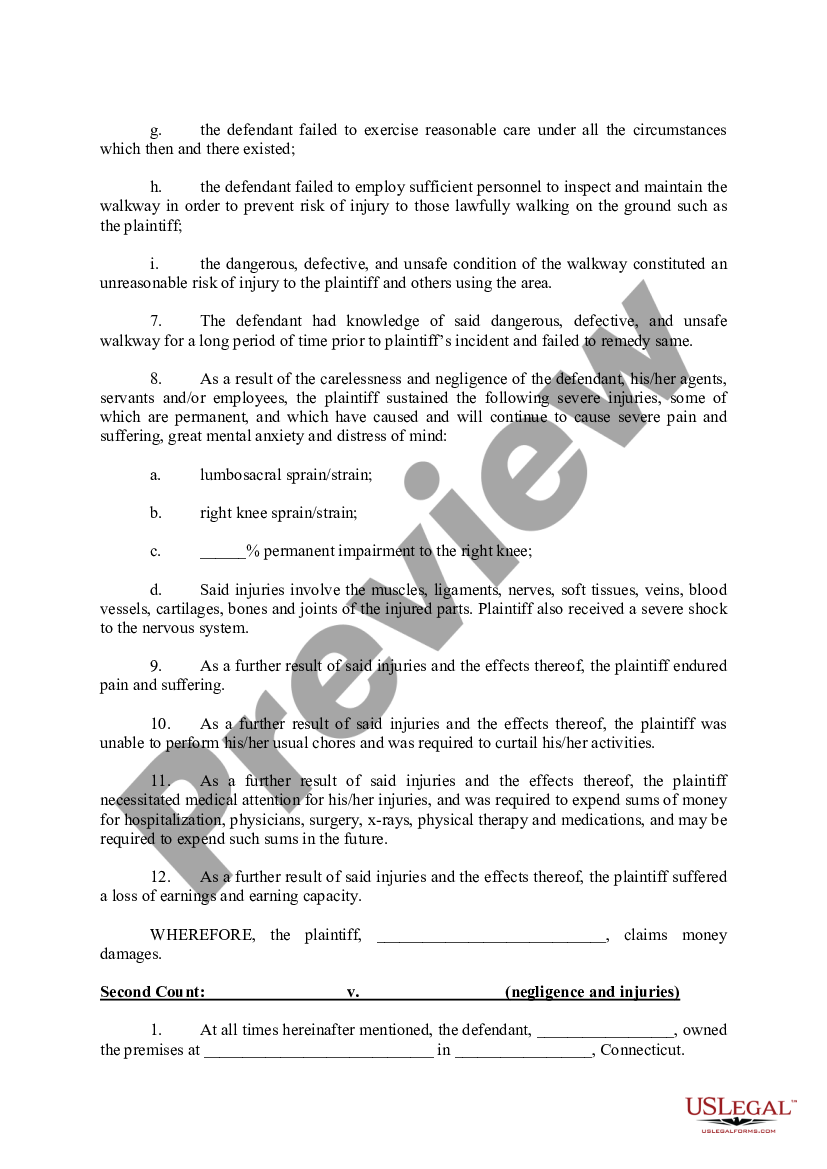 Complaint Personal Injury Form US Legal Forms