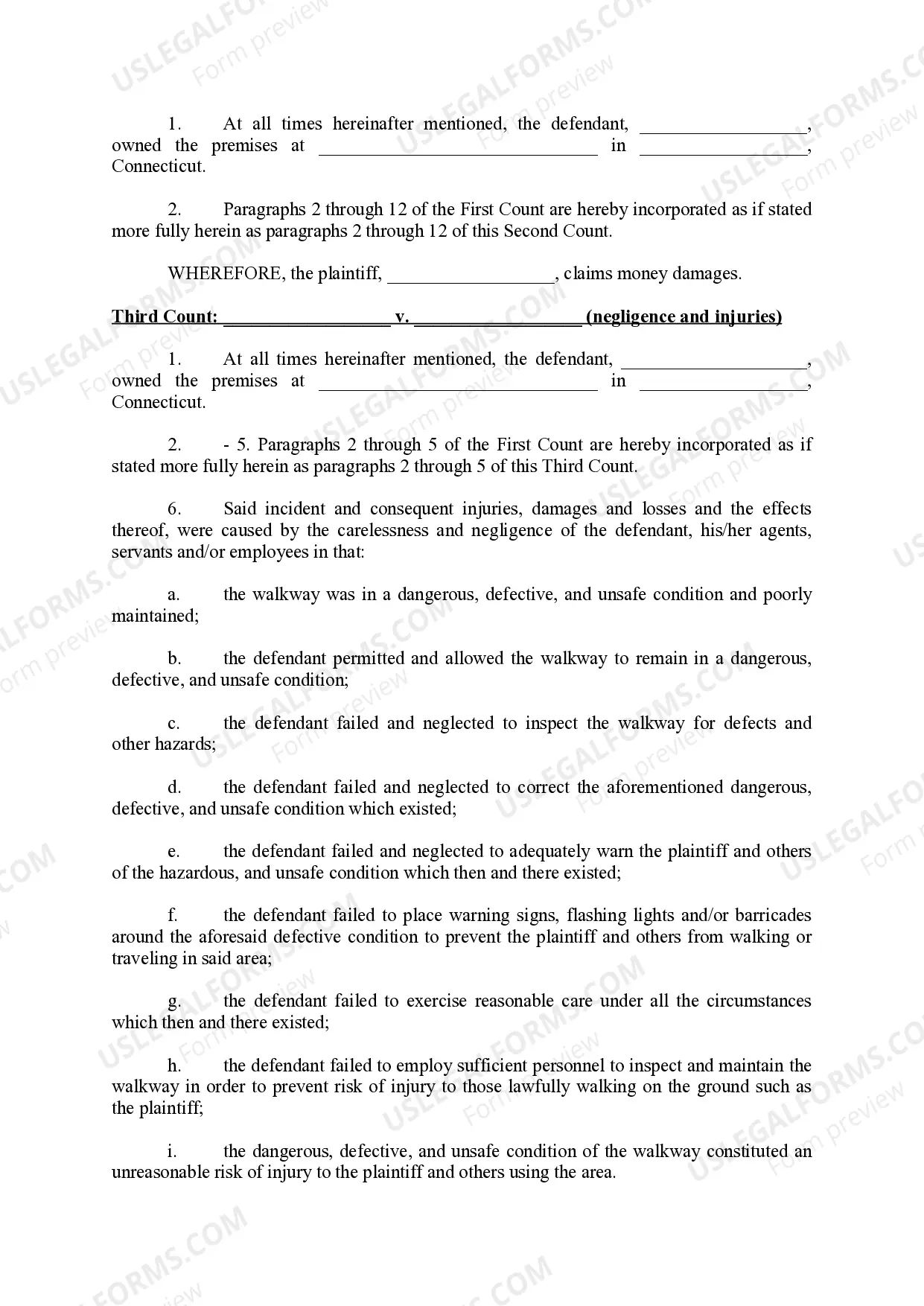 Preview Complaint (Personal Injury due to Negligence)